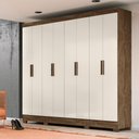 Ver imagem 1 de Guarda Roupa Diplomata 236cm 8 Portas Castanho Wood Off White Moval