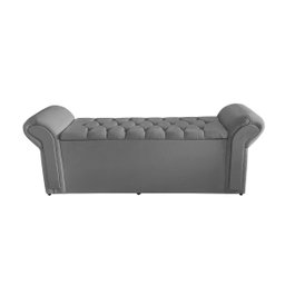 Kit Dubaí Cabeceira de Cama Box Casal e Recamier Baú Queen 160 Cm Suede Prata Eli Móveis - 4