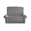 Ver imagem 1 de Kit Dubaí Cabeceira de Cama Box Casal e Recamier Baú Queen 160 Cm Suede Prata Eli Móveis