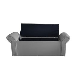 Kit Dubaí Cabeceira de Cama Box Casal e Recamier Baú Queen 160 Cm Suede Prata Eli Móveis - 3