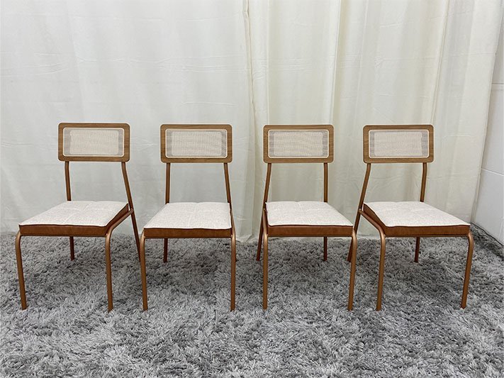 Conjunto 4 Cadeiras de Jantar Areia Luiza Tela Al Rose - 3