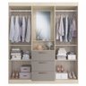 Guarda-Roupa Solteiro Panamá 4 Portas 3 Gavetas com Espelho Crema Fumê - Doripel - 3
