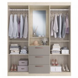 Guarda-Roupa Solteiro Panamá 4 Portas 3 Gavetas com Espelho Crema Fumê - Doripel - 3 Guarda-Roupa Solteiro Panamá 4 Portas 3 Gavetas com Espelho Crema Fumê - Doripel - 3