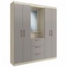 Guarda-Roupa Solteiro Panamá 4 Portas 3 Gavetas com Espelho Crema Fumê - Doripel - 2