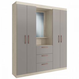 Guarda-Roupa Solteiro Panamá 4 Portas 3 Gavetas com Espelho Crema Fumê - Doripel - 2 Guarda-Roupa Solteiro Panamá 4 Portas 3 Gavetas com Espelho Crema Fumê - Doripel - 2
