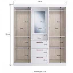Guarda-Roupa Solteiro Panamá 4 Portas 3 Gavetas com Espelho Crema Fumê - Doripel - 4 Guarda-Roupa Solteiro Panamá 4 Portas 3 Gavetas com Espelho Crema Fumê - Doripel - 4