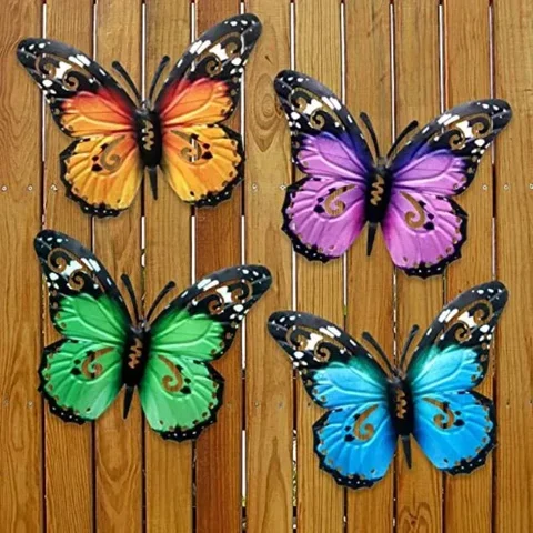 Borboleta de Metal para Decoração Parede Externo Sala Jardim Varanda:rosa