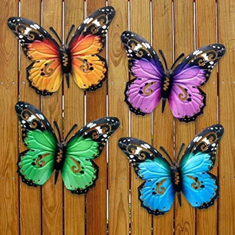 Borboleta de Metal para Decoração Parede Externo Sala Jardim Varanda:rosa