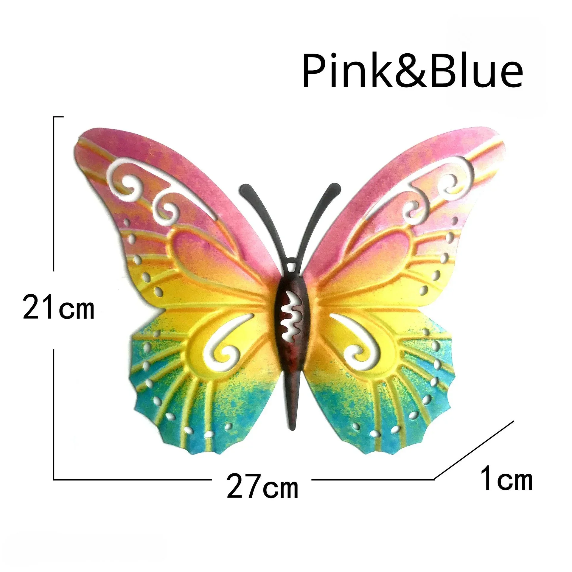 Borboleta de Metal para Decoração Parede Externo Sala Jardim Varanda:rosa - 4