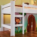 Ver imagem 5 de Cama Infantil Solteiro com Escorregador Branco e Cortina Estampada Zoo Kogu Completa Móveis