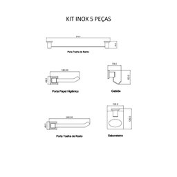 Kit de Acessórios para Banheiro 5 Peças Inox OF8009 Ducon Metais - 2