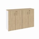 Ver imagem 2 de Armário Médio para Escritório 1,60 m com 4 Portas, Chave e 3 Prateleiras F5 Office Cor:Macadâmia