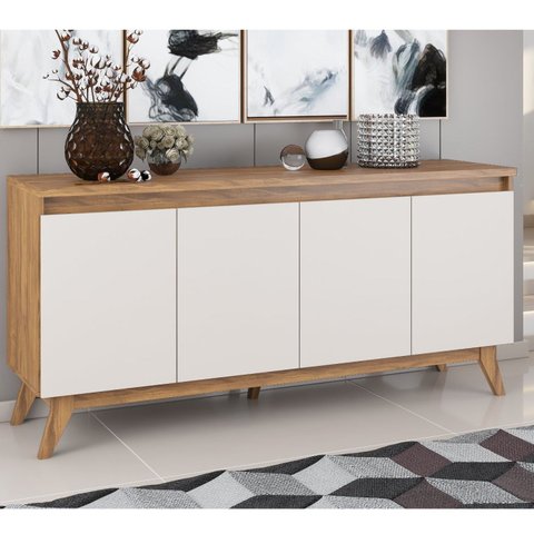 Buffet Aparador 4 Portas Eifel Espresso Móveis Marrom/Pinho/Off White
