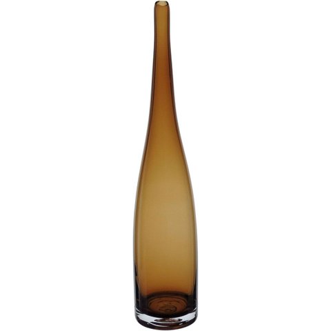 Vaso Garrafa Decorativo de Vidro Âmbar 41x8x8cm Enfeite Sala Mesa Estante Flores
