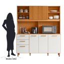 Ver imagem 6 de Armário de Cozinha com Balcão 6 Portas e 2 Gavetas Sicilia com Pés - Freijó/Off Acetinado/ Ripado Fr