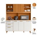 Ver imagem 5 de Armário de Cozinha com Balcão 6 Portas e 2 Gavetas Sicilia com Pés - Freijó/Off Acetinado/ Ripado Fr