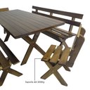 Ver mais imagens de Conjunto Mesa de Madeira Maciça Rústica para Churrasco com 2 Bancos e 2 Cadeiras Marrom/Imbuia