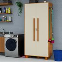 Ver imagem 5 de Armário Multiuso 100% Mdf 2 Portas C/ Chave Londres Naturale/off White