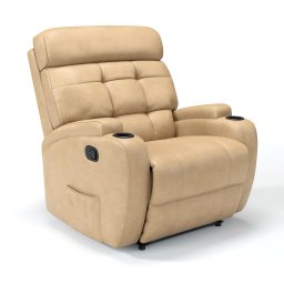 Poltrona do Papai Reclinável em Corino Importado Cor Bege Manual com Massagem - Modelo Florença - 1