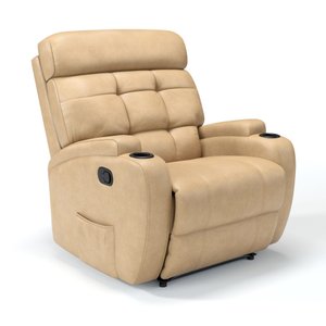 Poltrona do Papai Reclinável em Corino Importado Cor Bege Manual com Massagem - Modelo Florença