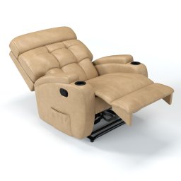 Poltrona do Papai Reclinável em Corino Importado Cor Bege Manual com Massagem - Modelo Florença - 6