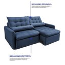 Ver imagem 6 de Sofá sem Caixa Retrátil 1,80m Softgel Celeste Velusoft Azul Cama Inbox