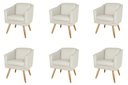 Ver imagem 1 de Kit 6 Poltronas Decorativa San Diego Sala Recepção Escritório Bege Nude