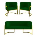 Ver imagem 1 de Kit 2 Poltronas + Sofá 2 Lugares Base de Metal Gold Balaqui