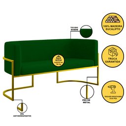Kit 2 Poltronas + Sofá 2 Lugares Base de Metal Gold Balaqui - 3