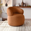 Ver imagem 1 de Poltrona Design Sofisticado Orgânica Fino Acabamento Eloah Base Giratória Bouclé Italiano Terra