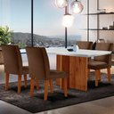 Ver imagem 1 de Sala de Jantar Mesa Olimpia 120 Tampo em Mdf Canto Reto com 4 Cadeiras Grecia
