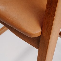 Kit 4 Banquetas de Madeira Maciça Tauari, Estofada e Braço de Couro Original Bélgica - 18