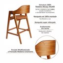 Ver imagem 6 de Kit 4 Banquetas de Madeira Maciça Tauari, Estofada e Braço de Couro Original Bélgica