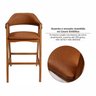 Kit 4 Banquetas de Madeira Maciça Tauari, Estofada e Braço de Couro Original Bélgica - 9