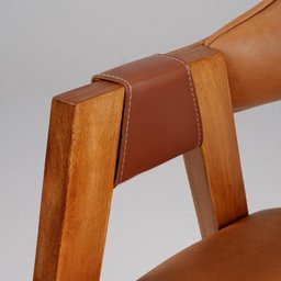 Kit 4 Banquetas de Madeira Maciça Tauari, Estofada e Braço de Couro Original Bélgica - 20