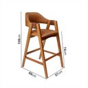 Ver imagem 4 de Kit 4 Banquetas de Madeira Maciça Tauari, Estofada e Braço de Couro Original Bélgica