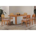 Ver imagem 1 de Sala Jantar Mesa Pietá Tampo Curvo 180cm+6 Cadeiras Havana Naturale/off White - Linho Capuccino -