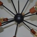 Ver imagem 3 de Lustre Pendente Sputinik 12 Hastes - Ideal para Mesa Jantar, Sala, Quarto - Cor Preto com Cobre