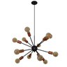Lustre Pendente Sputinik 12 Hastes - Ideal para Mesa Jantar, Sala, Quarto - Cor Preto com Cobre - 1