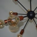 Ver imagem 2 de Lustre Pendente Sputinik 12 Hastes - Ideal para Mesa Jantar, Sala, Quarto - Cor Preto com Cobre