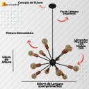 Ver imagem 4 de Lustre Pendente Sputinik 12 Hastes - Ideal para Mesa Jantar, Sala, Quarto - Cor Preto com Cobre
