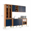 Ver imagem 3 de Cozinha Compacta Modulada com Vidro 10 Portas 5 Gavetas Domus Espresso Móveis Azul/Nogal/Royal