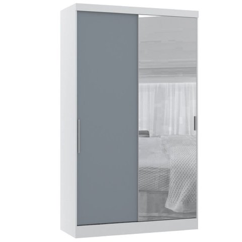 Guarda Roupa Modulado 134,50cm 2 Portas de Correr com Espelho Alpes Luciane Móveis