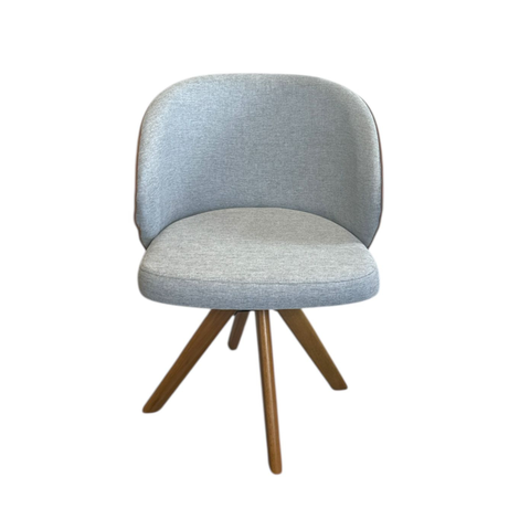 Kit com 2 Poltronas Dior Giratórias Exclusiva – Madeira Mel e Linho Cinza Linho Cinza