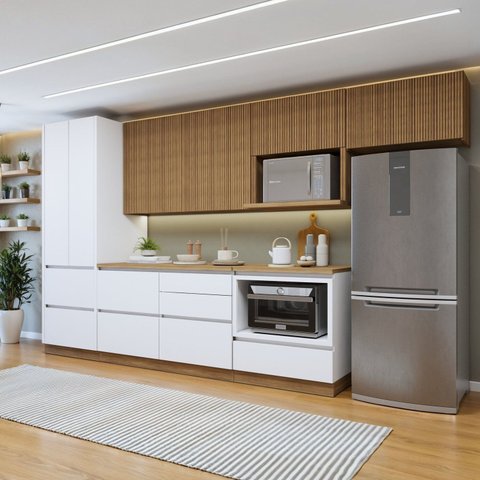 Cozinha Completa Modulada 6 Peças 7 Portas 7 Gavetas com Rodapé Norten