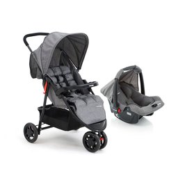 Travel System Voyage Duo Pro Carrinho de Bebê Delta 0 a 15 Kg com Bebê Conforto Beta Cinza Mescla - 1