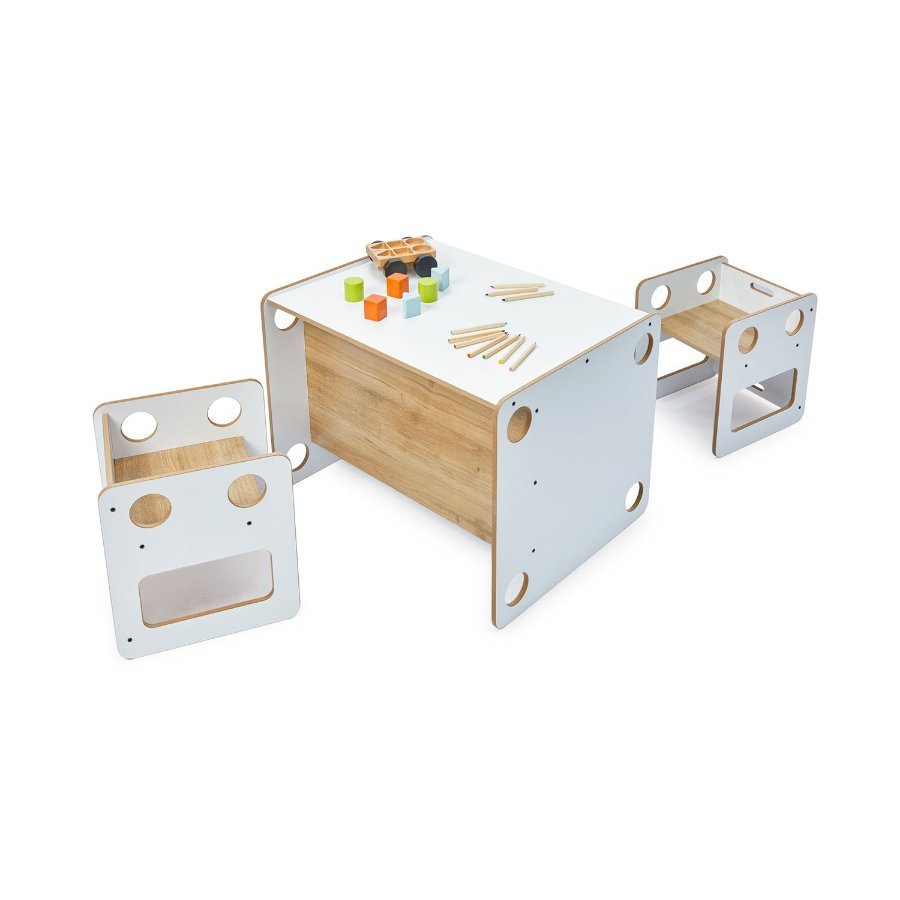 Móveis Mesa Infantil 2 Cadeiras Branco Montessori - 1