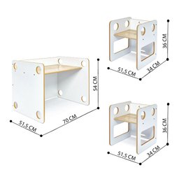 Móveis Mesa Infantil 2 Cadeiras Branco Montessori - 3
