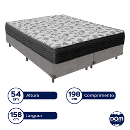 Cama Box Bipartido Queen Cinza e Colchão Misto Iso 100 Espuma Ortobom - 4