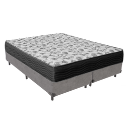 Cama Box Bipartido Queen Cinza e Colchão Misto Iso 100 Espuma Ortobom - 1